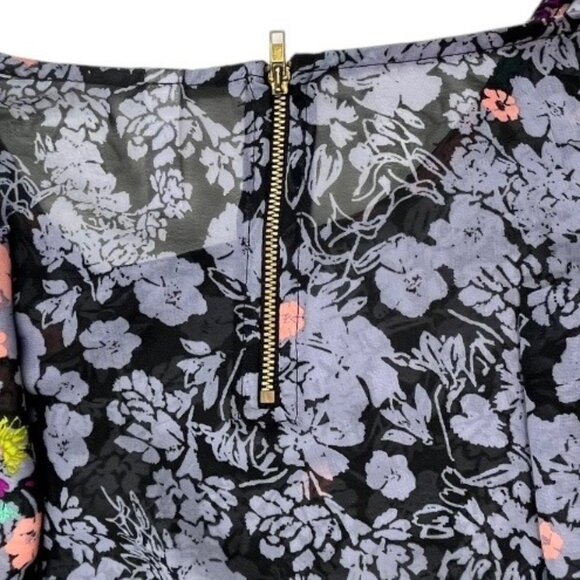 Xhilaration Floral Print Sheer Long Sleeve Blouse Size Medium - Picture 5 of 13